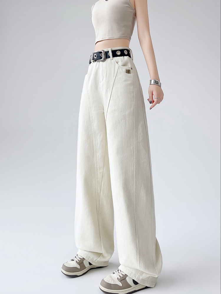 Light-blue loose long pants mopping lengthen jeans