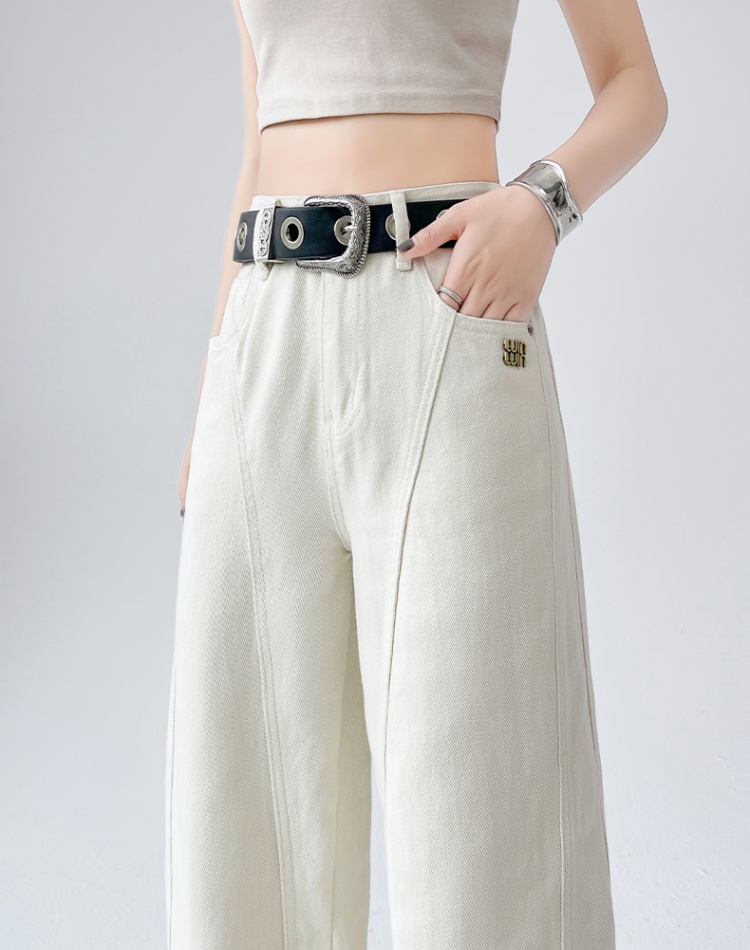 Light-blue loose long pants mopping lengthen jeans