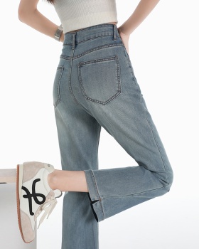Nine tenths thin high waist flare pants denim summer pants