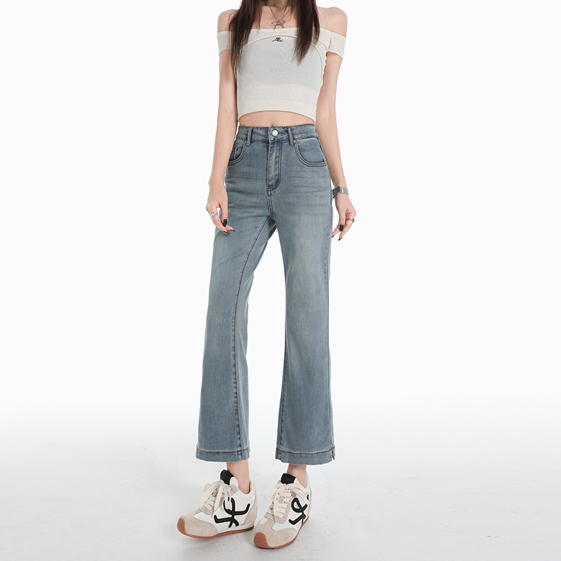 Nine tenths thin high waist flare pants denim summer pants