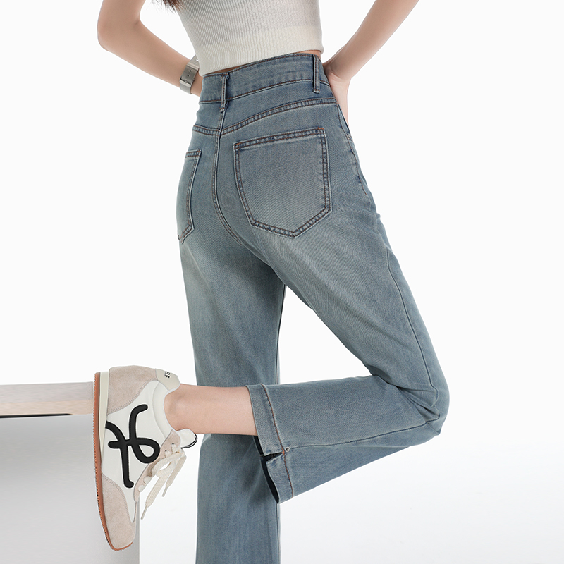 Nine tenths thin high waist flare pants denim summer pants