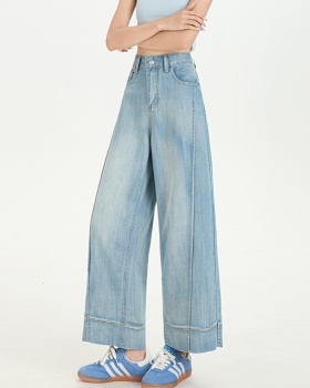 Wide leg high waist nine tenths summer jeans for women
