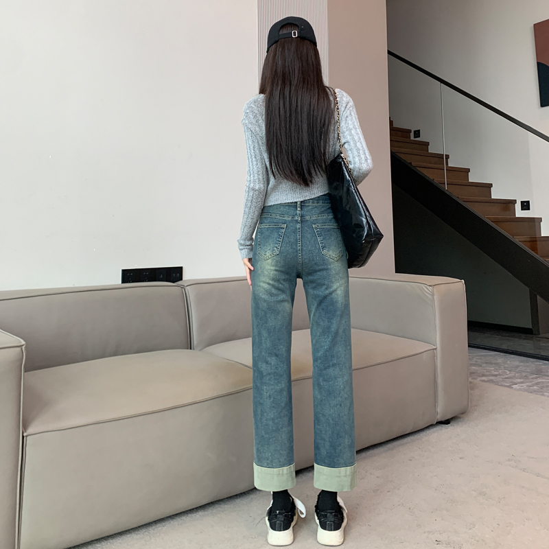 Nine tenths slim pants straight jeans for women