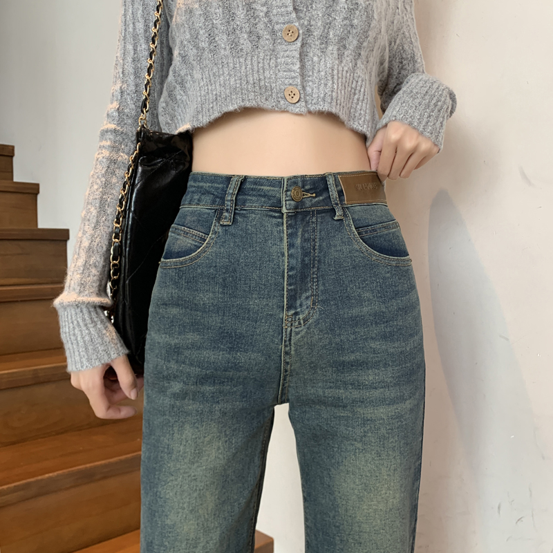 Nine tenths slim pants straight jeans for women
