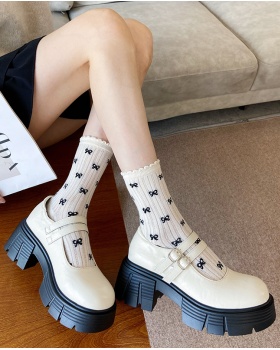 Spring and autumn thick crust leather shoes for women