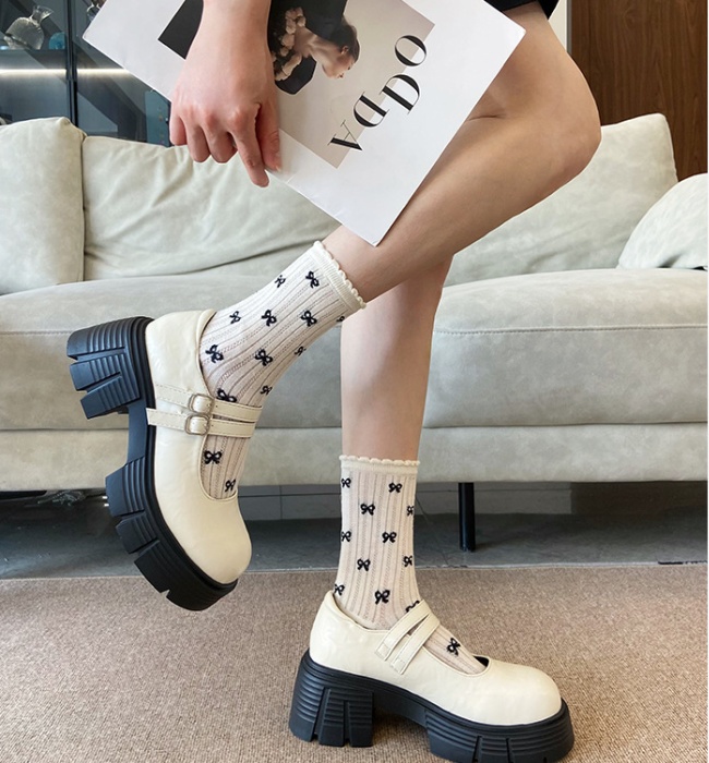Spring and autumn thick crust leather shoes for women