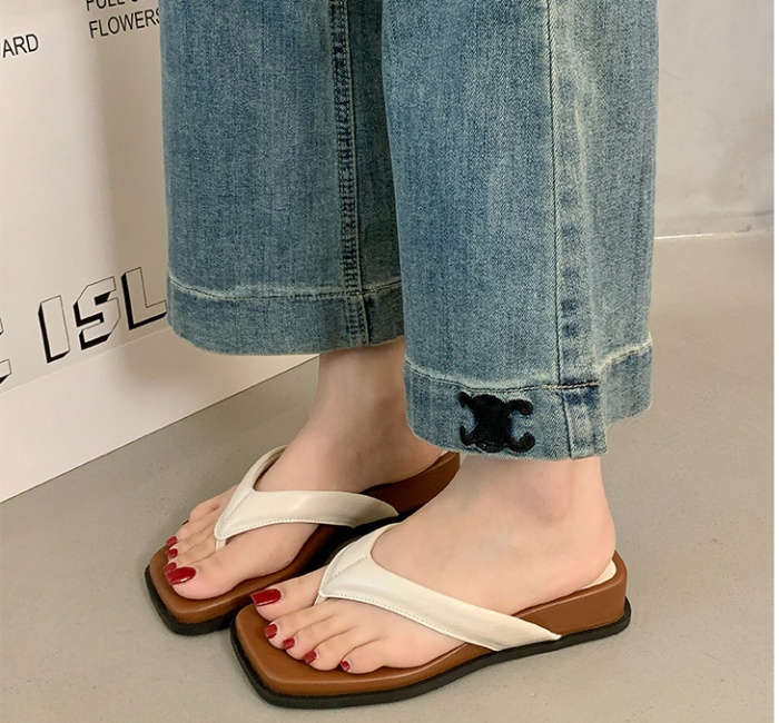 Summer niche seaside flip-flops sandy beach silver  for women