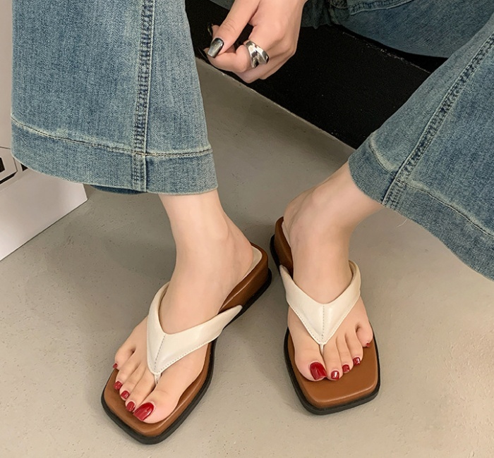 Summer niche seaside flip-flops sandy beach silver  for women