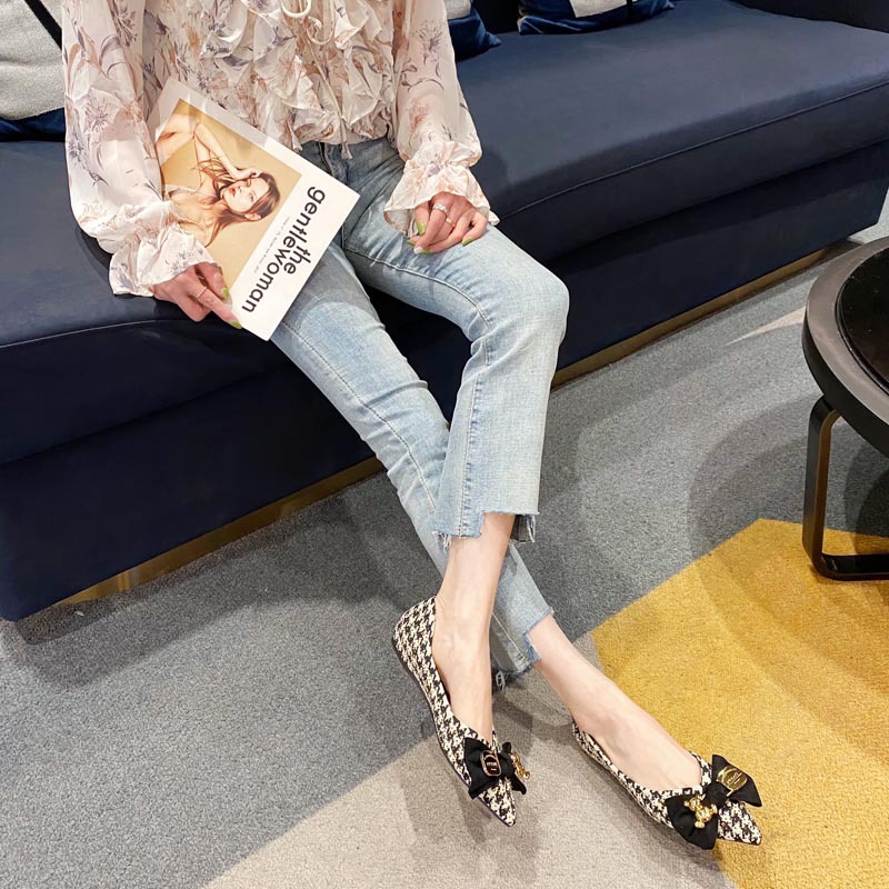 Large yard spring and summer plaid shoes for women