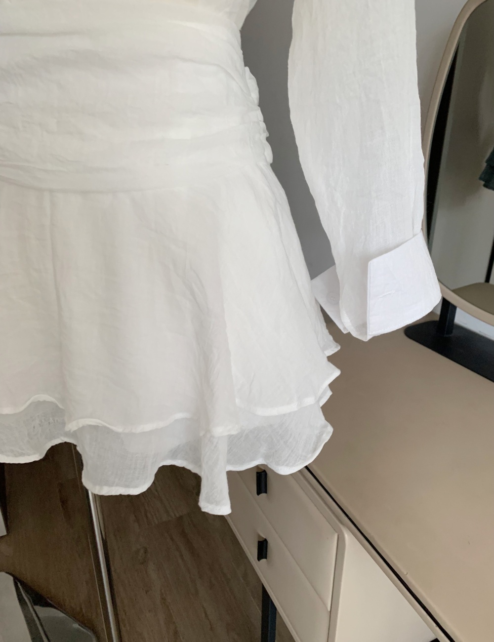 Tender slim dress white autumn shirt 2pcs set