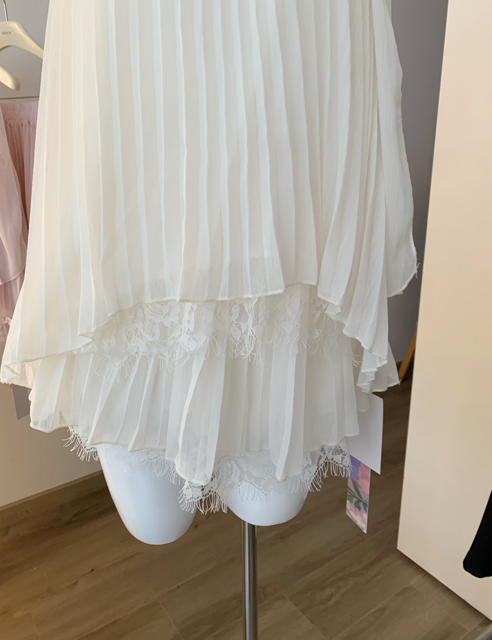 Chiffon halter tops lace sleeveless skirt 2pcs set