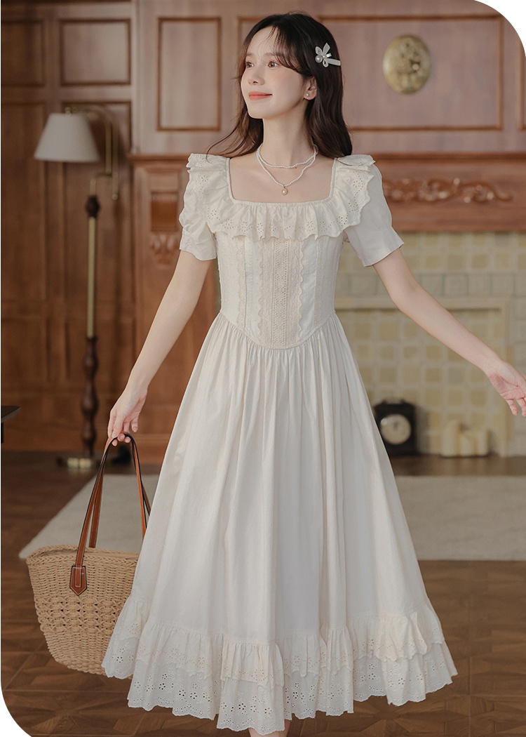 Retro sweet France style summer tender romantic dress for women
