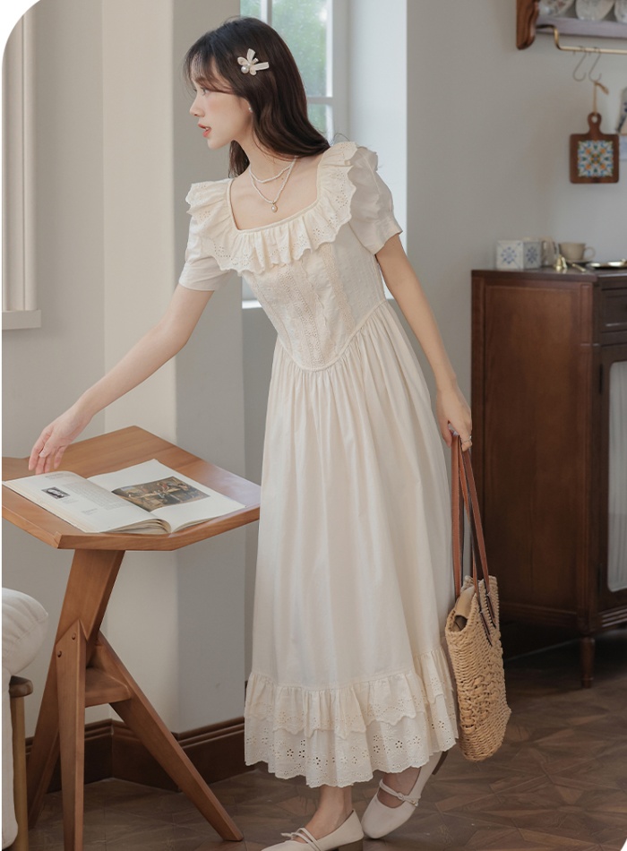 Retro sweet France style summer tender romantic dress for women