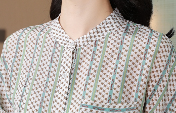 Thin silk shirt short sleeve summer tops for women