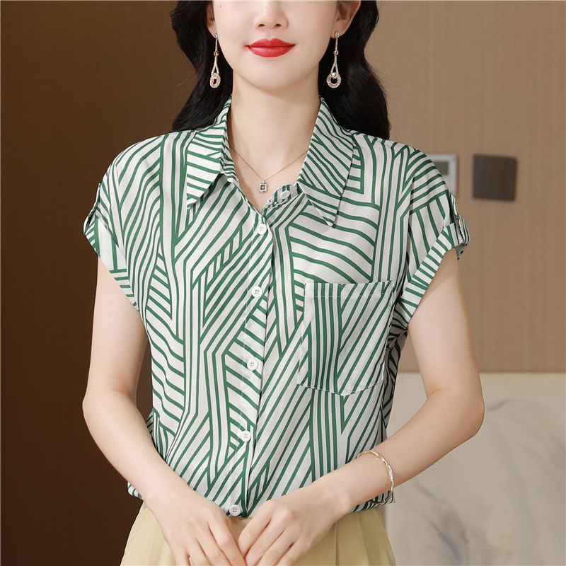 Summer slim show young tops fashion short sleeve stripe shirt