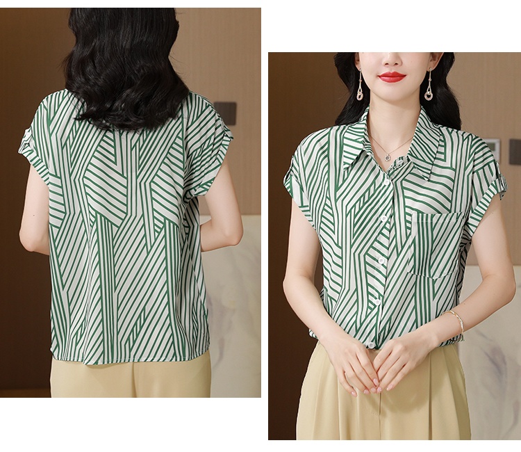 Summer slim show young tops fashion short sleeve stripe shirt