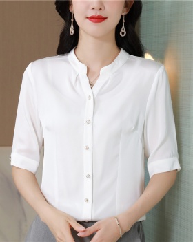 Real silk summer T-shirt silk small shirt