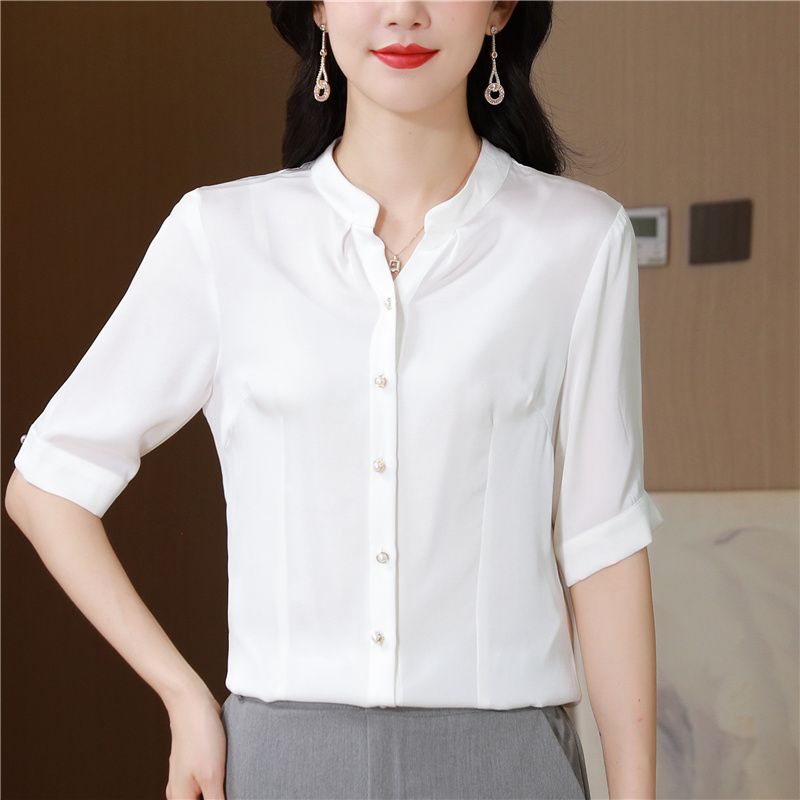 Real silk summer T-shirt silk small shirt
