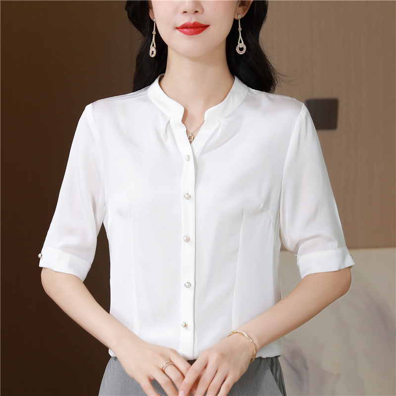 Real silk summer T-shirt silk small shirt