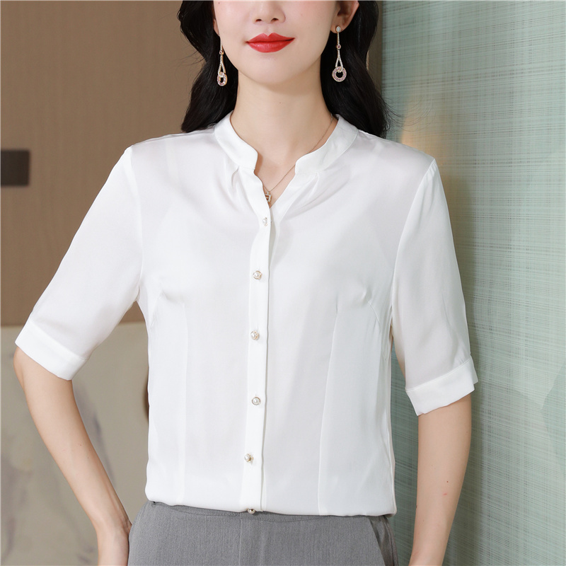 Real silk summer T-shirt silk small shirt