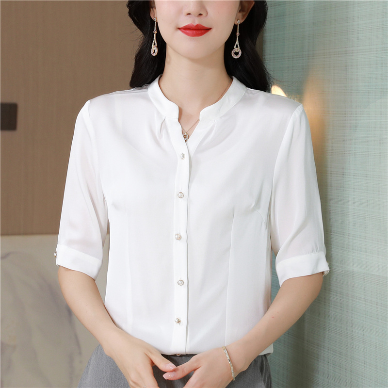 Real silk summer T-shirt silk small shirt