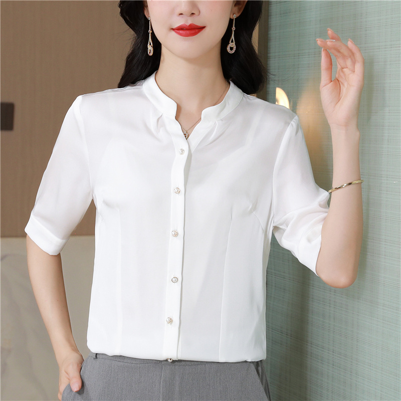 Real silk summer T-shirt silk small shirt