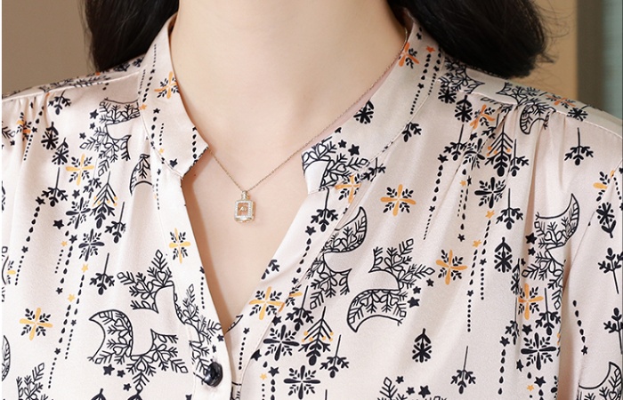 Casual fashion short sleeve silk real silk shirt for women