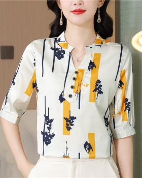 Real silk silk tops short summer T-shirt for women