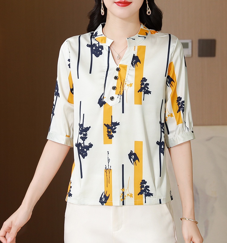 Real silk silk tops short summer T-shirt for women