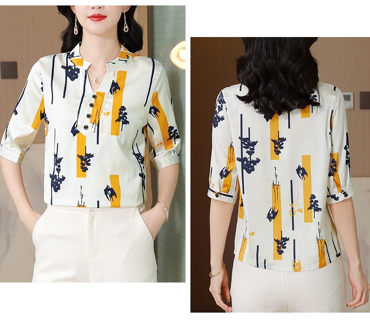 Real silk silk tops short summer T-shirt for women