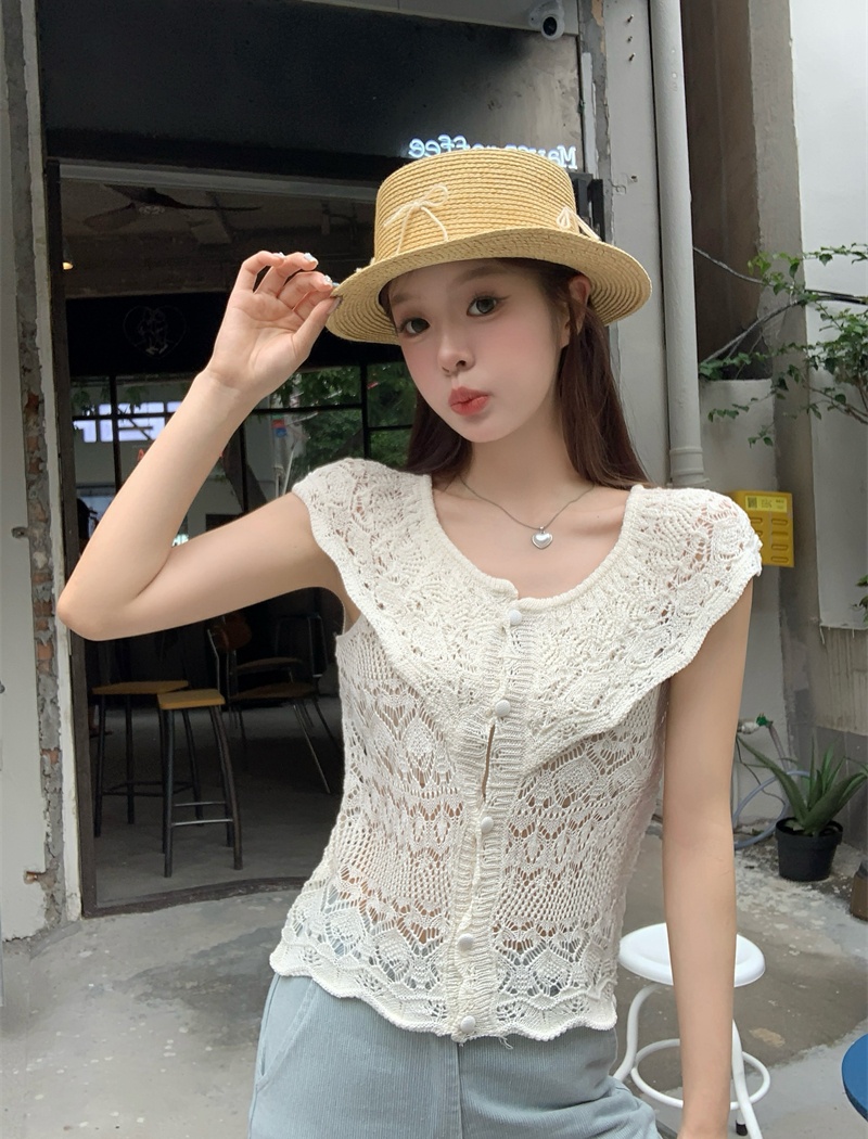 Hollow all-match unique pure slim tender summer cardigan