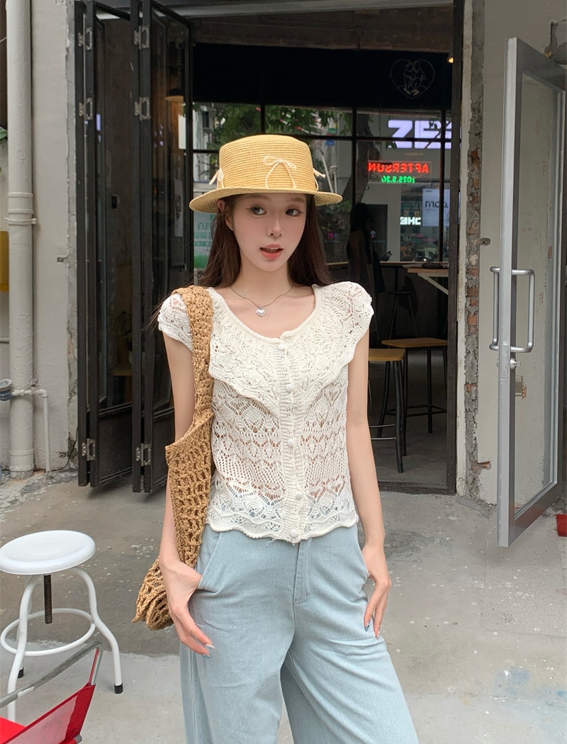 Hollow all-match unique pure slim tender summer cardigan