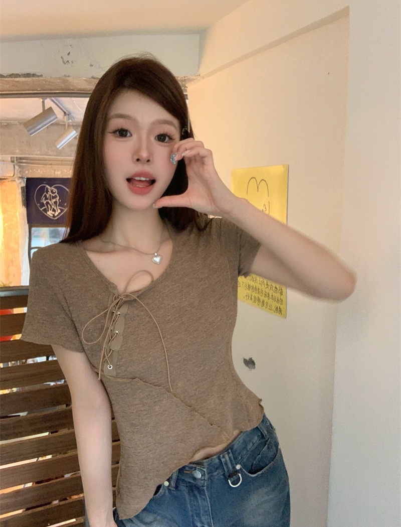 Enticement clavicle T-shirt niche tops for women