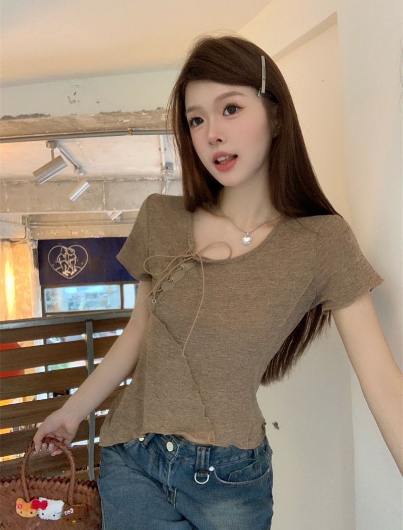 Enticement clavicle T-shirt niche tops for women