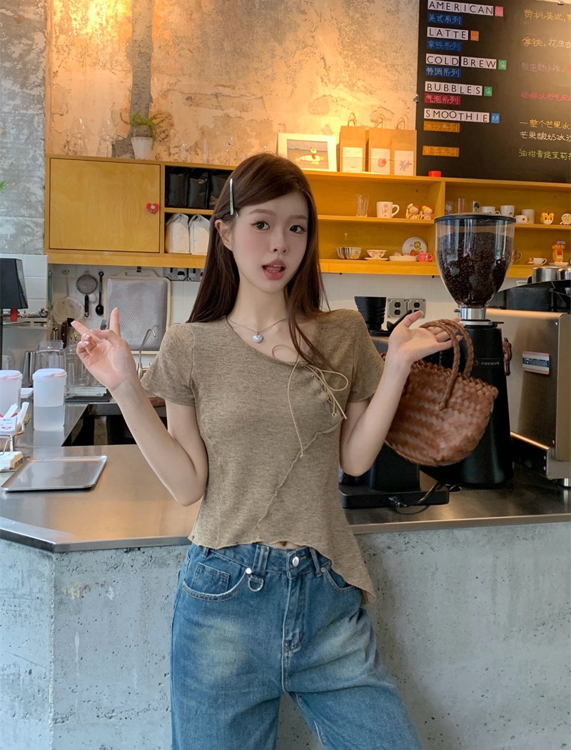 Enticement clavicle T-shirt niche tops for women