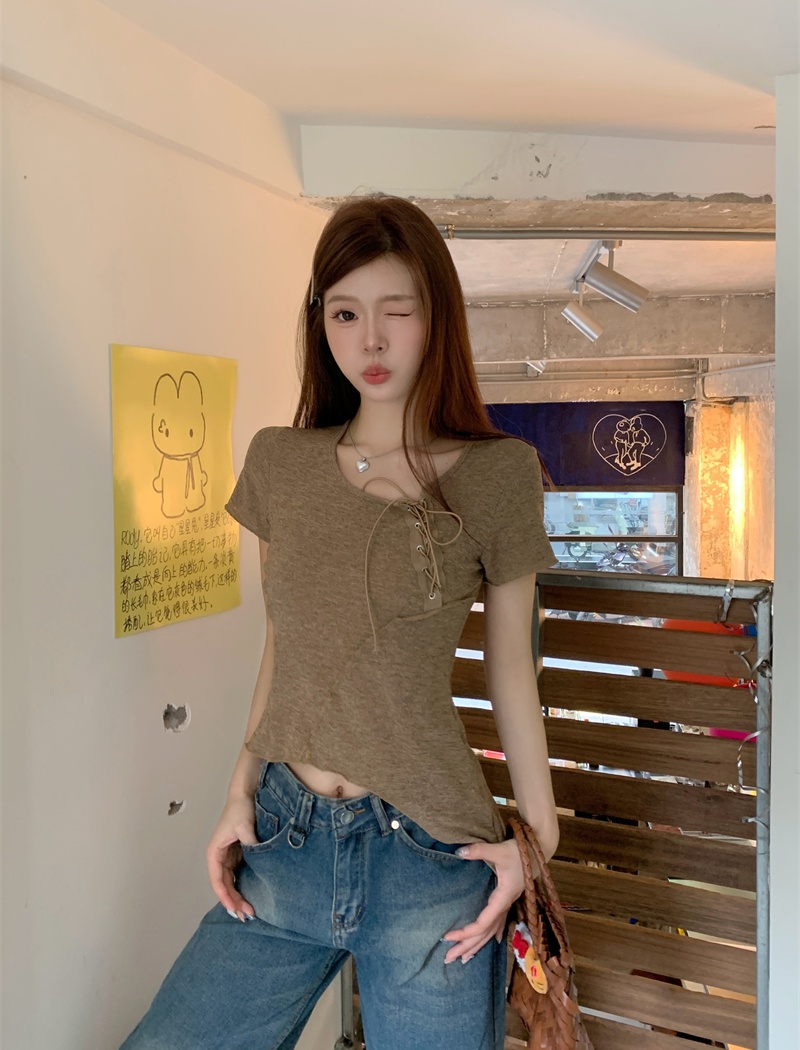 Enticement clavicle T-shirt niche tops for women