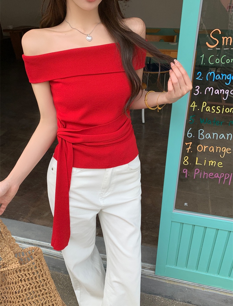 Flat shoulder T-shirt bandage tops for women