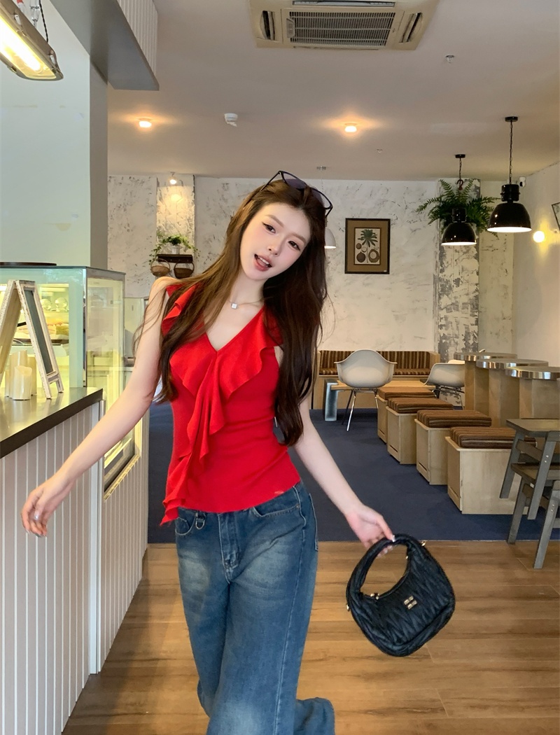 Sleeveless unique vest summer niche tops