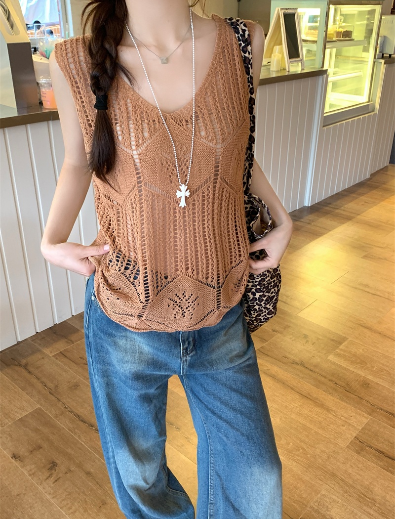 Thin lazy sleeveless vest V-neck loose waistcoat
