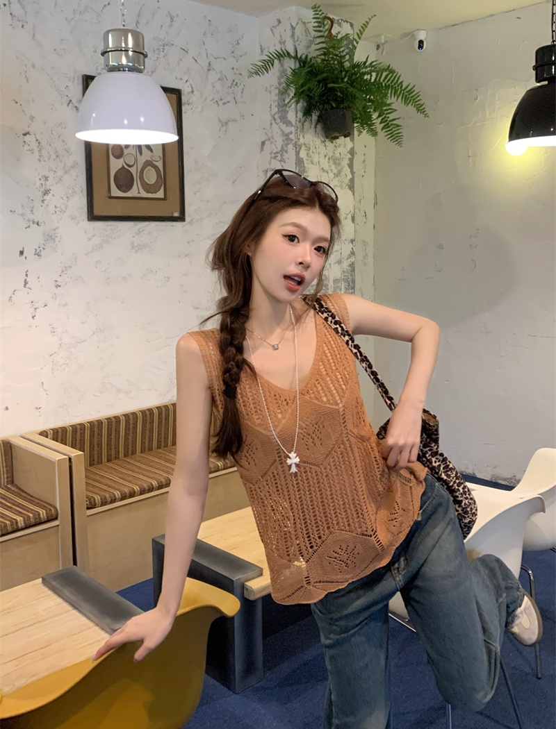 Thin lazy sleeveless vest V-neck loose waistcoat
