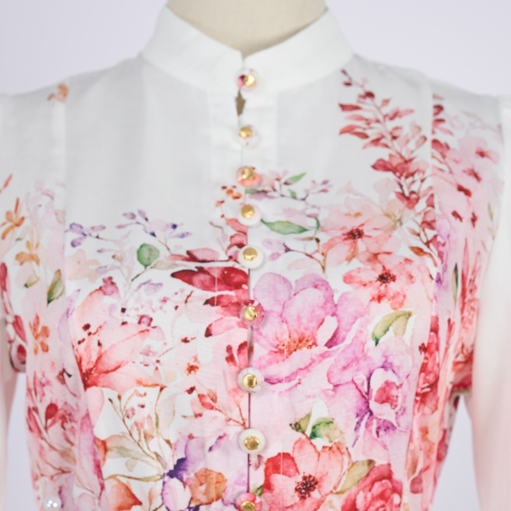 Buckle A-line pocket dress temperament printing T-back