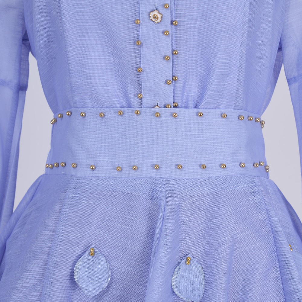 Bubble long sleeve short skirt a set for women