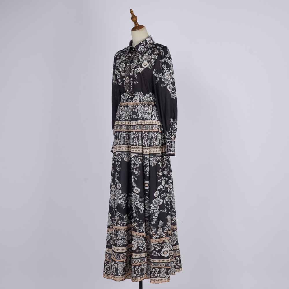 Long sleeve long skirt summer dress a set