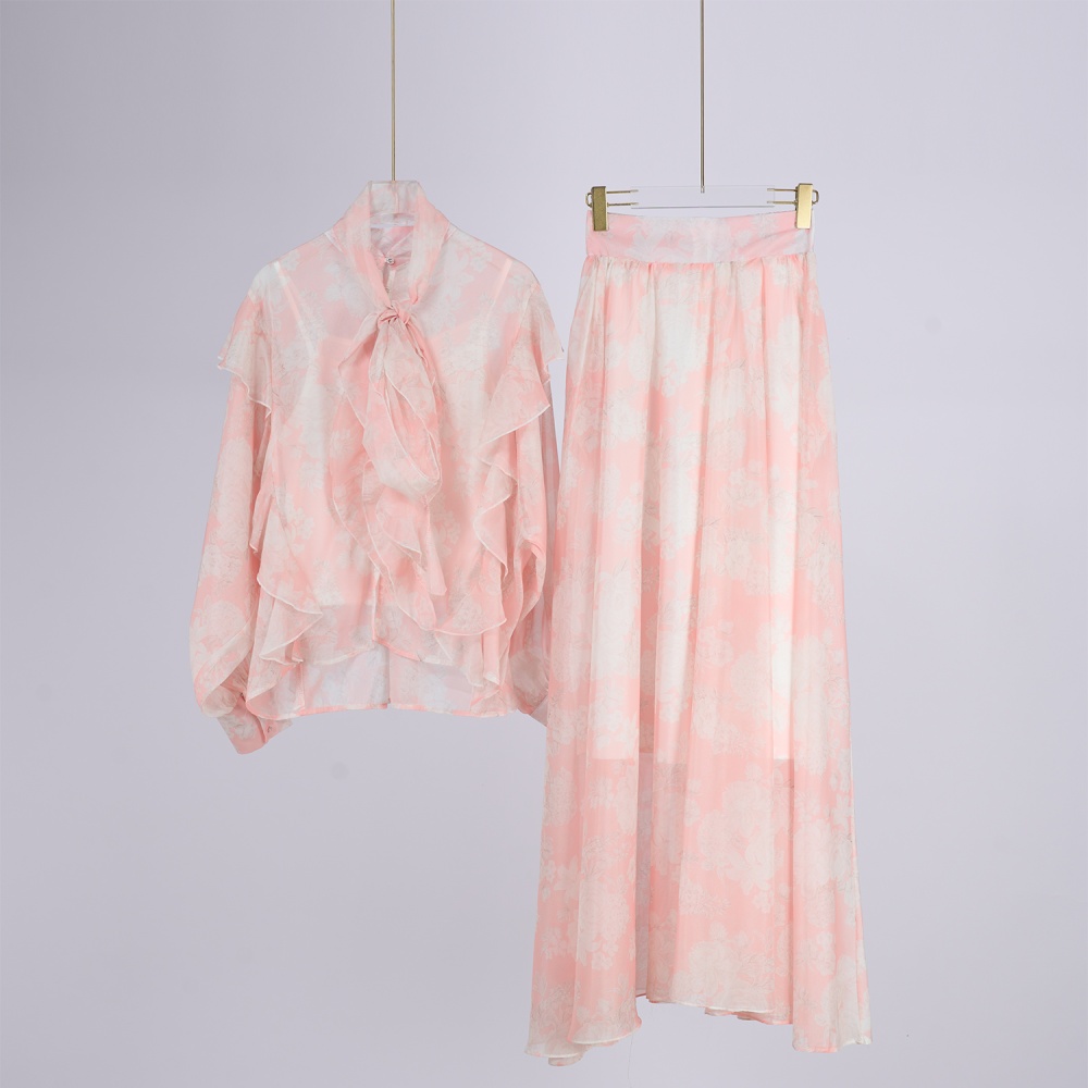 Big skirt sling short skirt lotus leaf edges scarves a set