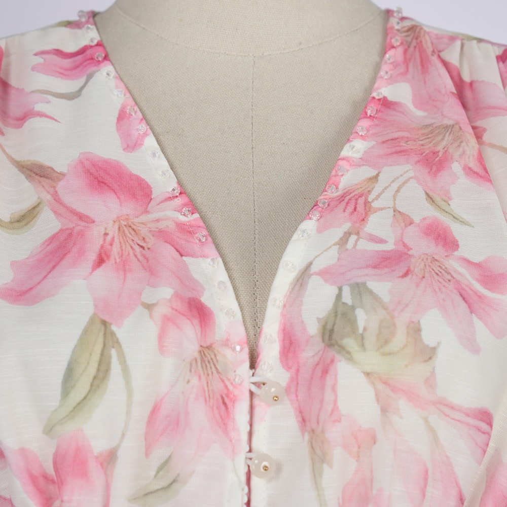 Mood cstand collar buckle skirt long vacation tops a set