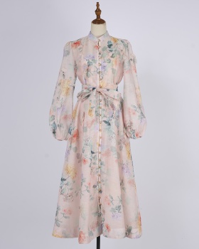 Slim with sling silk linen luxurious long dress