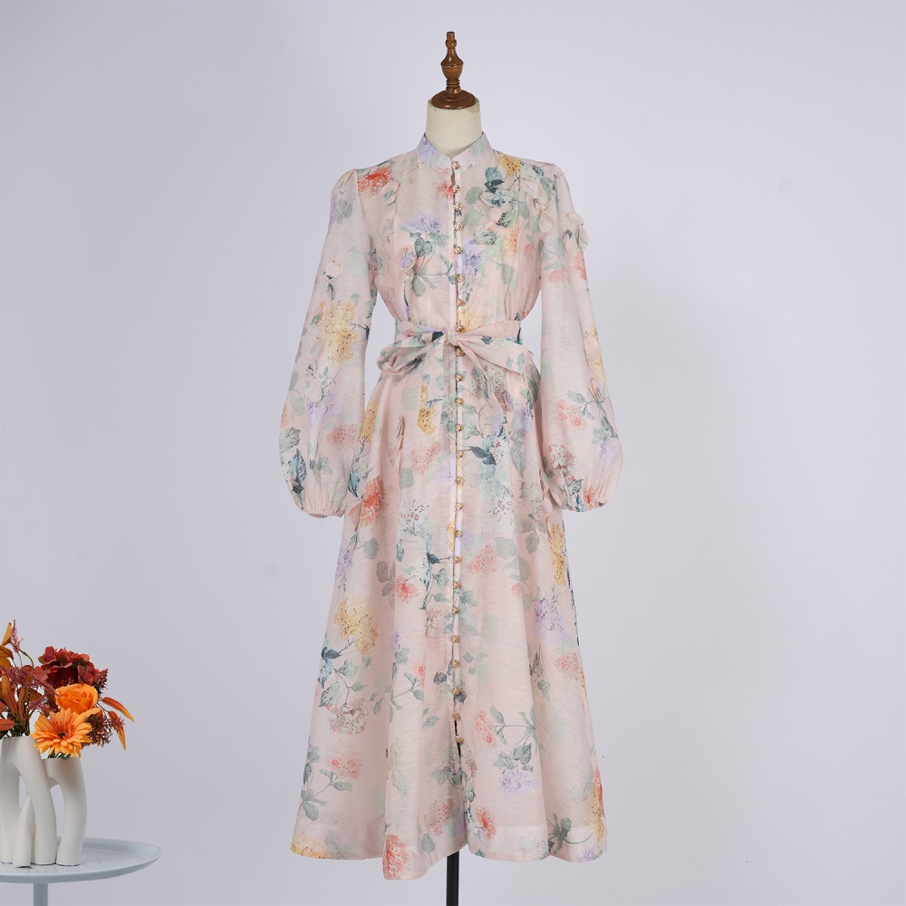 Slim with sling silk linen luxurious long dress