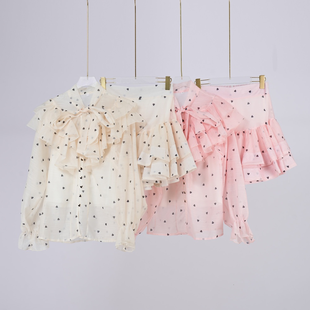 Short printing short skirt frenum shirt a set