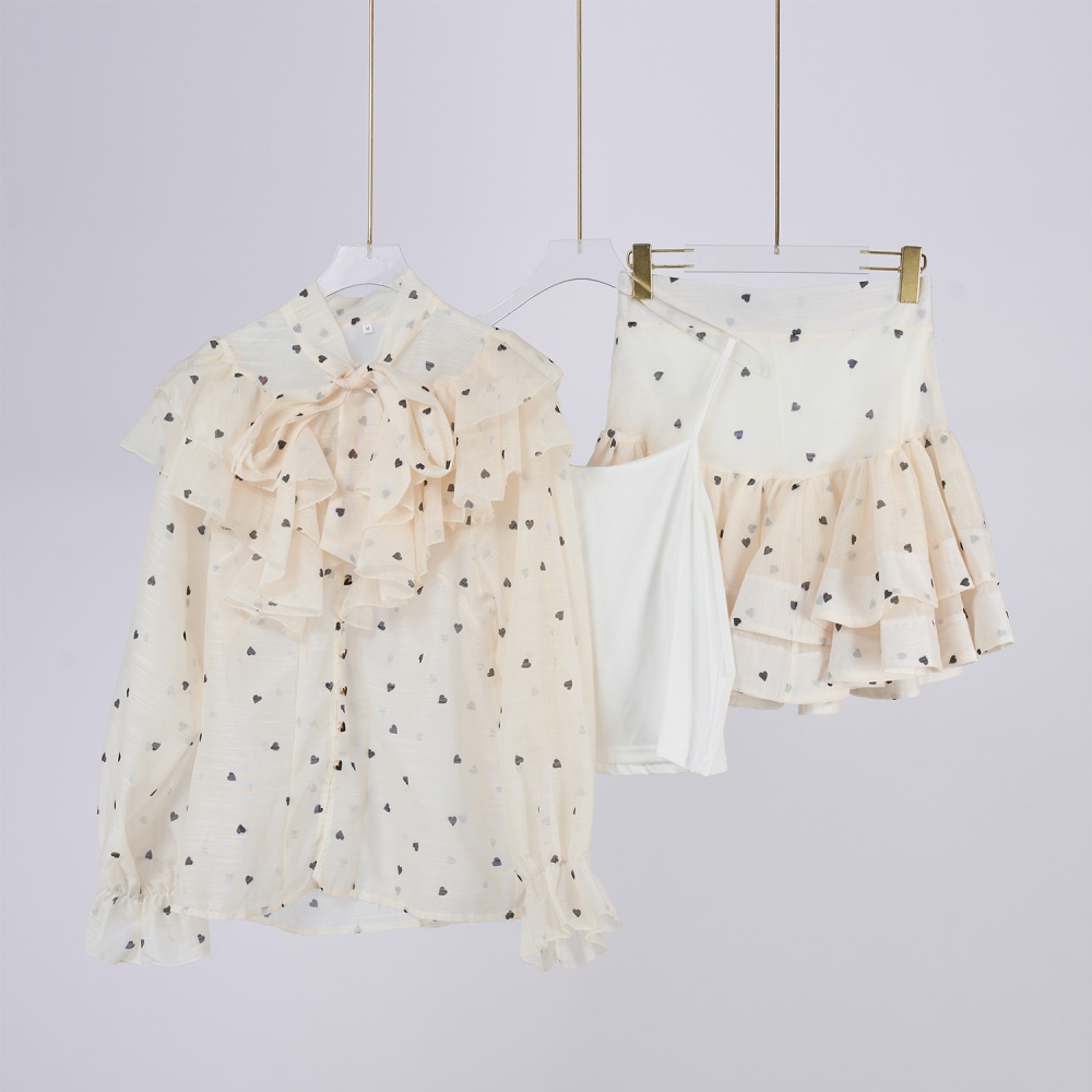 Short printing short skirt frenum shirt a set