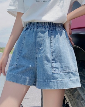 Pure cotton short jeans wide leg pants for women